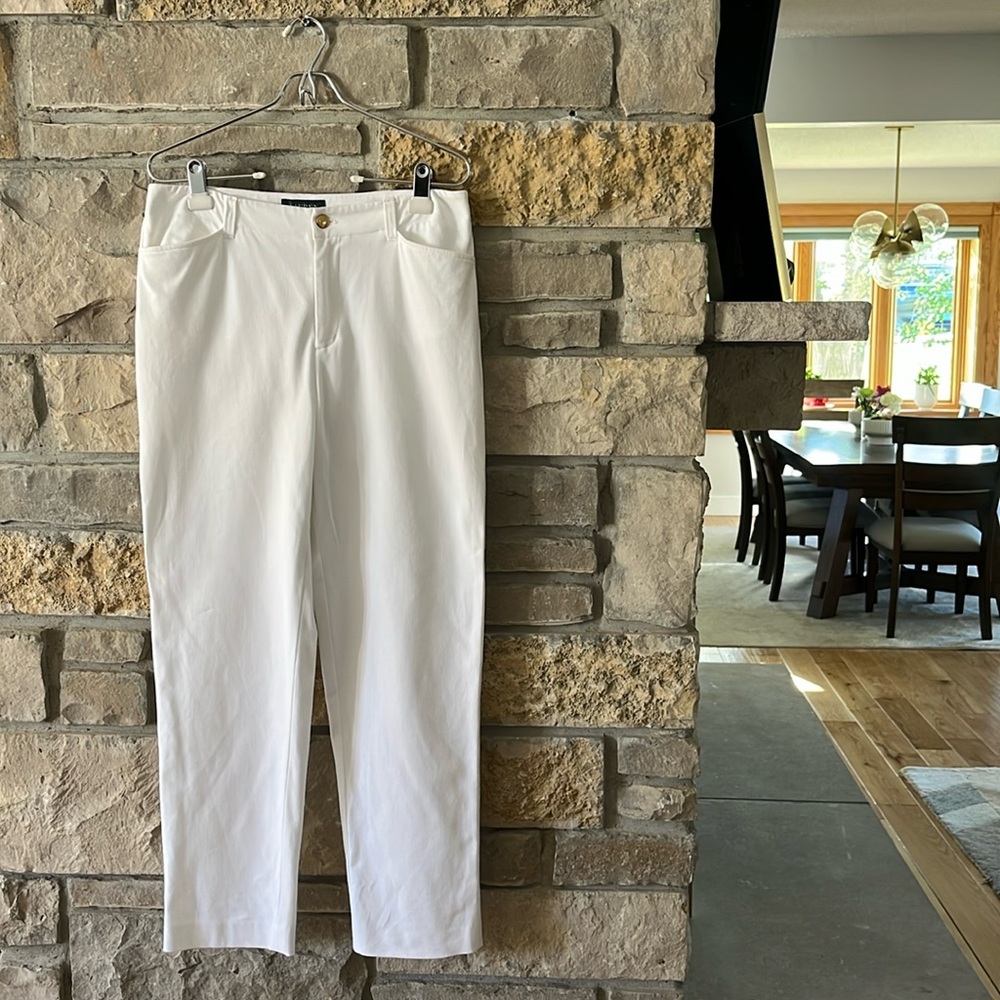 Lauren Ralph Lauren White Stretch Ankle Crop Pants Size 8P